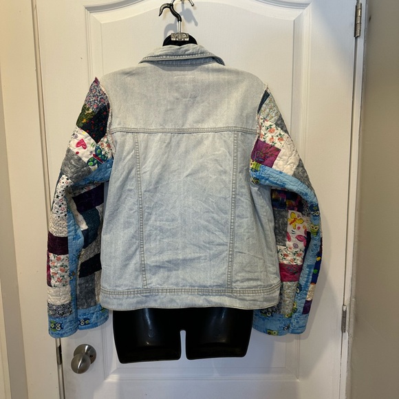 Quilt Sleeve Denim Jean Jacket - Picture 2 of 5